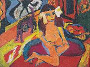Ernst Ludwig Kirchner Madchen mit Katze Sweden oil painting artist